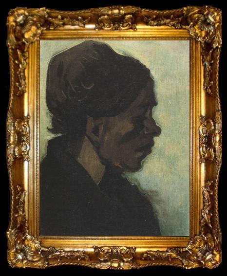 framed  Vincent Van Gogh Head of a Brabant Peasant Woman with Dard Cap (nn04), ta009-2